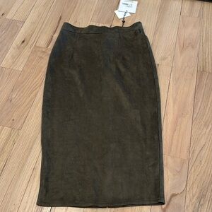 Olive suede skirt